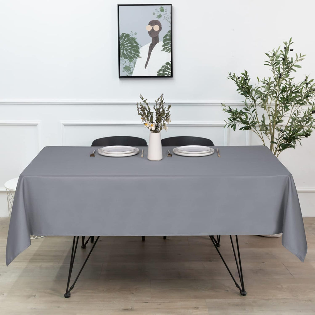 sancua Rectangle Tablecloth - 60 x 84 Inch - Stain and Wrinkle Resistant Washable Polyester Table Cloth, Decorative Fabric Table Cover for Dining Tables, Buffet Parties and Camping, Light Grey