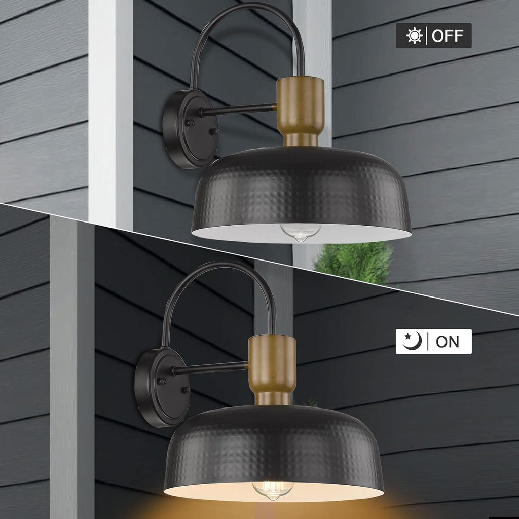 Outdoor Barn Light Gooseneck Barn Light, Farmhouse Exterior Wall Mount Light Vintage Wall Lighting Fixture Industrial Sconce Lantern for Porch, Entryway, Garage, Black, 1 Pack