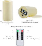 Amagic 3" x 6" Waterproof Outdoor Flameless Candles, Battery Operated Candles with Remote and Timer, Flickering LED Pillar Candle for Outside Patio Garden and Indoor Home Decor, Ivory, Set of 2