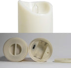 Waterproof Outdoor Battery Operated Flameless Candles with Auto Timer Flickering Plastic Resin Electric LED Pillar Lights for Lantern Patio Garden Wedding Party Decorations 3x5 Inches Ivory 2 Pack