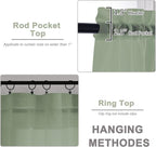 Sage Green Sheer Curtains, Sheer Curtains 96 inches Long 2 Panels Set, Rod - Image 4