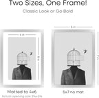 Homeforia 5x7 Picture Frame Silver, High End Metal 5 x 7 Silver Frames with Mat 4 x 6 Print, 5by7 Desk Frame Matted to 4x6 inch Photo, 5 by 7 Wall or Tabletop Frame, Tempered Glass, Wall Kit, Set of 1