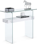 ivinta Glass Entry Table with Storage, 39.4" Modern Console Table for Living Room, Foyer, Hallway, Bedroom 5101 (White)
