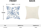 CXMEIFLY Spring Floral Leaves Pillow Covers 20 x 20 Inch Set of 2 for Chinoiserie Flowers Decor Throw Pillows Blue and White Seasonal Plant Outdoor Decorative Cushion Cases for Couch Bed Decorations