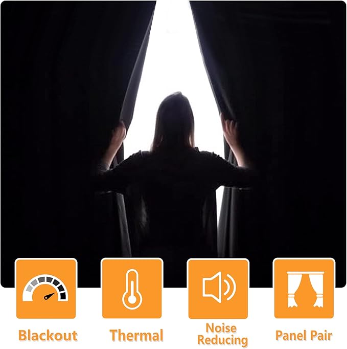 Blackout Curtains for Bedroom, Light Beige, 42 x 45 Inch, 2 Panels | Thermal - Image 2