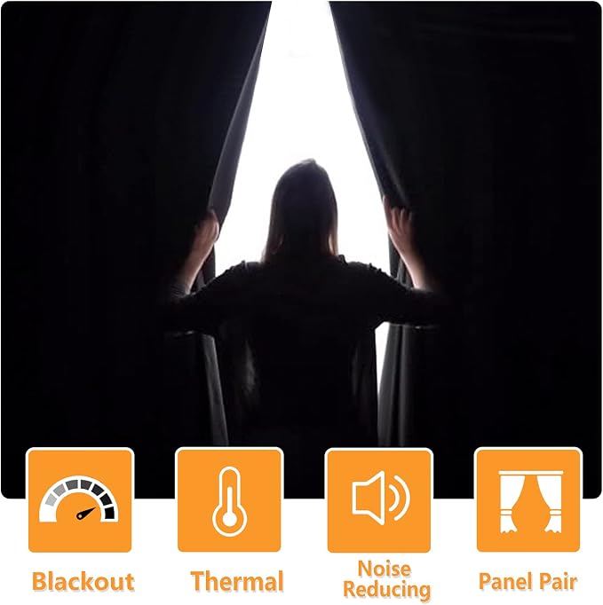 Blackout Curtains for Bedroom, 52 x 96 Inch, 2 Panels | Thermal Insulated & - Image 2