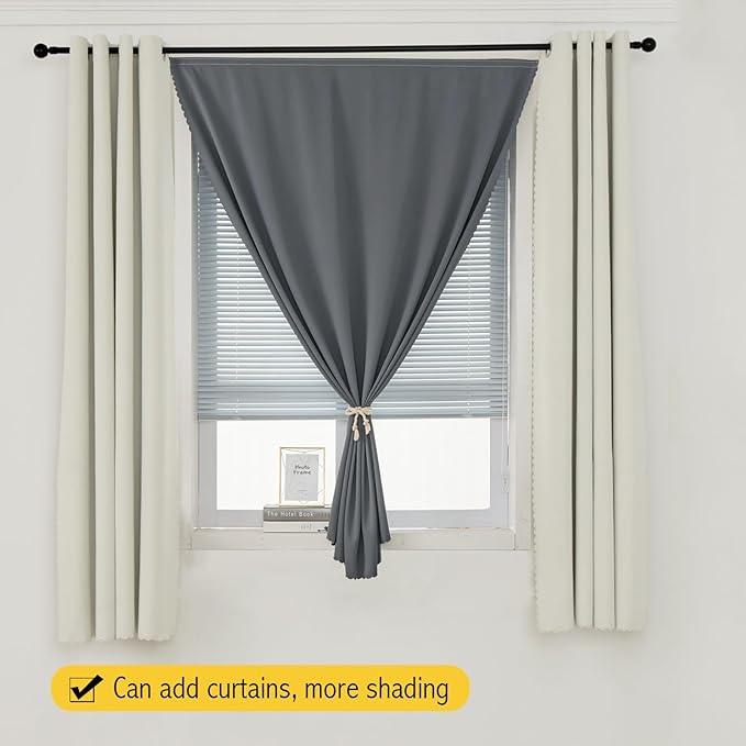 Thermal Blackout Curtains with Self Adhesive Tape No Rod No Drill Easy Install - Image 8