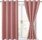 Blackout Curtains for Bedroom 2 Panels 52 x 54 Inch Long Dusty Rose | Thermal by Hiasan