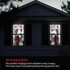 Rypyp 2PCS Halloween Decorations Indoor Window Clings, Large Window/Door Covers(59x30in)- Scary Zombie with Bloody Handprints at The Window, Halloween Haunted House Party Décor, Garage Door Cover