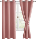 Room Darkening Curtains for Bedroom 2 Panels Dusty Rose 38x72 Inch | Noise by Hiasan