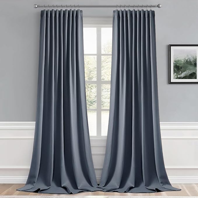 MIULEE Stone Blue Back Tab Blackout Curtains 52x102 Inch Long 2 Panels Set | - Image 9