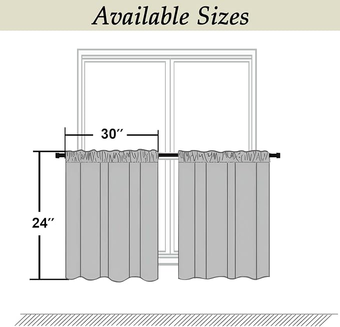 Simplebrand Ava Denim Short 24 Inches Blackout Curtain 2 Panels Set, Half - Image 9