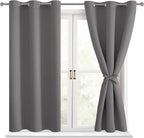 Blackout Curtains for Bedroom, Light Grey, 38 x 45 Inch, 2 Panels | Thermal by Hiasan