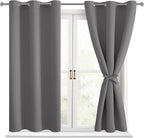 Blackout Curtains for Bedroom, Light Grey, 38 x 54 Inch, 2 Panels | Thermal by Hiasan