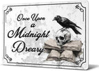Heuhuww Vintage Gothic Wall Decor-Once Upon A Midnight Dreary Gothic Metal Sign for Home Room,The Raven, Literary Gift 8"x12"(H28)