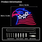 Patriotic Eagle Flag Neon Sign USA Stars and Stripes LED Sign for Wall American Flag Neon Lights Signs for Bedroom Memorial Day 4th of July Independence Day American Eagle Day Decorations