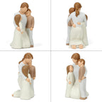 Mom and 2 Kids Figurines, Mother Cuddle Kids Statues, Sculpted Hand-Painted Figures Love My Mom Gift for Mother’s Day Anniversary Birthday Christmas