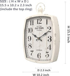Menterry Rectangle Retro Large Wall Clock, Old-Fashioned Vintage Design, White Antique Style, Battery Operated Silent Decor Wall Clocks for Farmhouse,Kitchen,Office (15.5" H x 10.2" W)