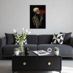 OAAPITI Red Rose Skull Wall Art Dark Themed Skeleton Painting Modern Artwork for Gothic Home Decor(Artwork-5,20"x30")