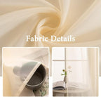 MIULEE Cream Beige Sheer Curtains 54 X 72 Inches, 2 Panels | Solid Color - Image 3
