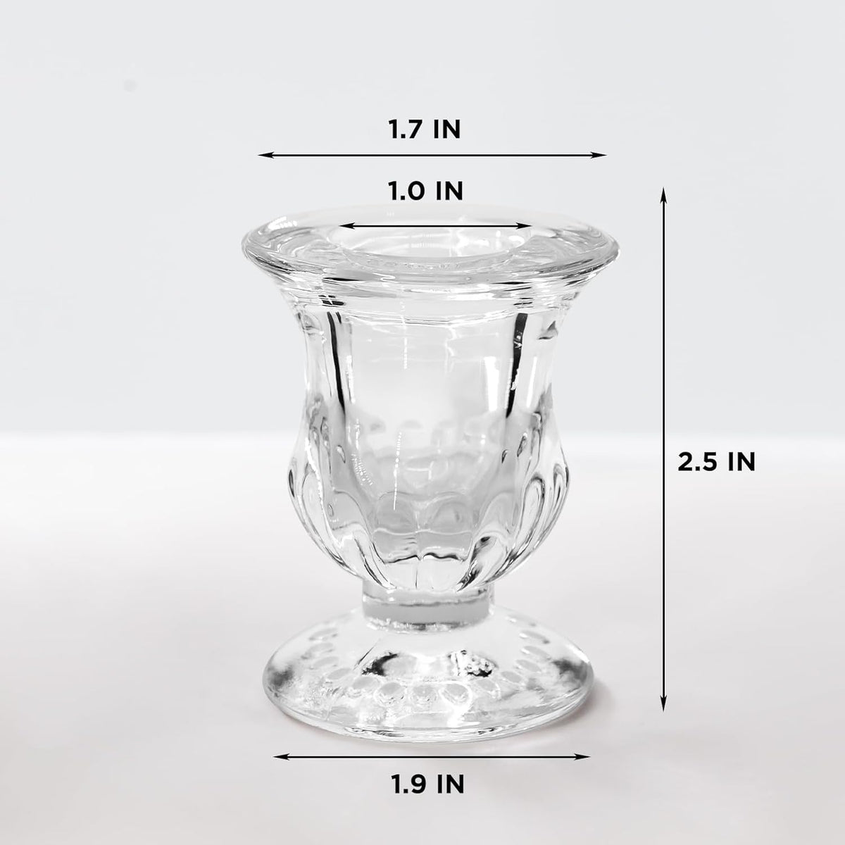 Glass Candle Holders Set of 24- Clear Candlestick Holders & Taper Candle Holders for Wedding Centerpiece Table Decorations, Valentines Day Decor, Party and Romantic Dinner