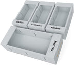 SpaceAid Bag Storage Organizer for Kitchen Drawer, Bamboo Organizer, Compatible with Gallon, Quart, Sandwich and Snack Variety Size Bag (4 Pack), Gray