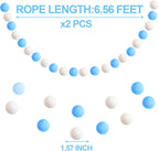 XmasExp Pom Pom Garland Decorations - Large Blue Felt Ball Garland for Mantle, Gender Reveal, Baby Shower, Tree Ornaments and Party Hanging Decor,13 Ft. (Blue, 1.57")
