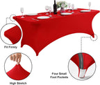 SuperO Waterproof Spandex Table Cover for 4FT Table Universal Fitted Stretch Tablecloth for Party, Banquet, Wedding and Events-Red