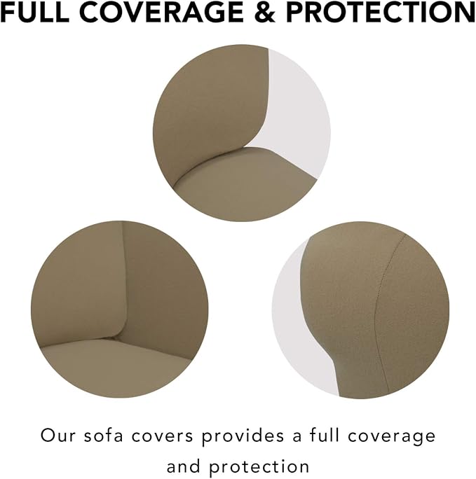PureFit Stretch Couch Covers for Sofa Large Sofa Slipcovers Tan | 1-Piece Sofa - Image 3