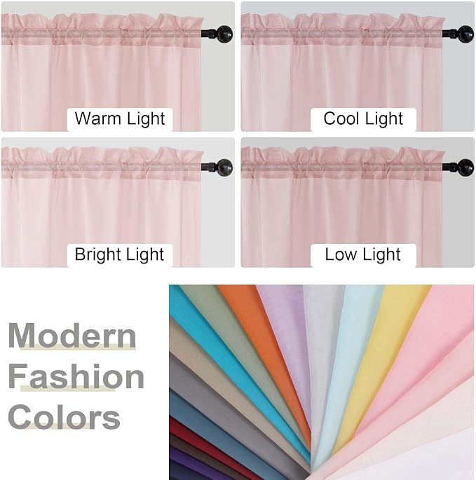 Sheer Blush Curtains for Bedroom Living Room 63 Inch Length 2 Panels, Airy Soft - Image 7