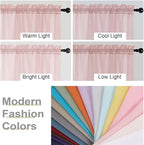 Kitchen Curtains 24 Inch Length Tier 2 Pieces, Blush Sheer Curtain Solid Soft - Image 5