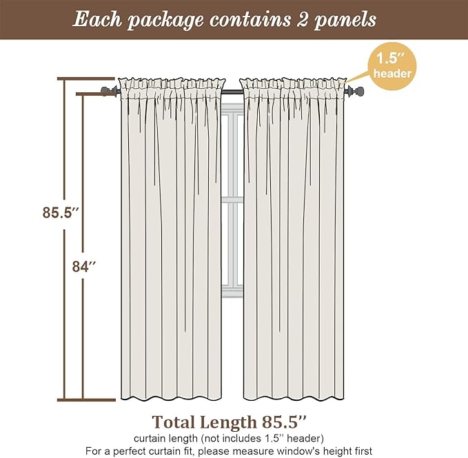 Chyhomenyc Blush Pink Sheer Curtains 84 Inches Long 2 Panels, Light Filtering - Image 3