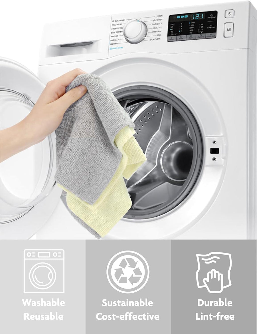 Fantasticlean Microfiber Cleaning Cloth Roll -75 Pack, Tear Away Microfiber Towels, 12" x 12", Reusable, Washable, Scratch Free, Ultra Absorbent Dish Rags for Car, Home, Garage or Shop (Beige)