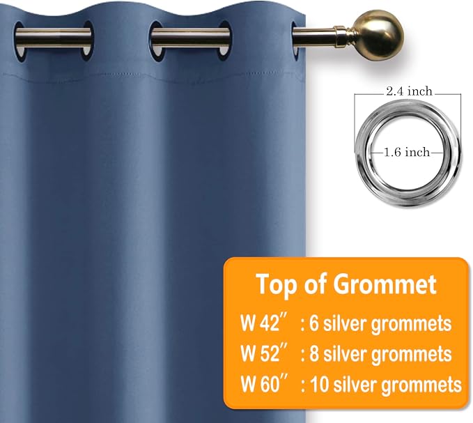 Grommet Blackout Curtains for Bedroom, 60 x 72 Inches, Window Drapes, Living - Image 5