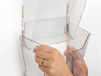 Displays2go Hanging Literature Rack with 8 Tiered Pockets for 8.5x11 Magazines, Wall Mounting Bracket Included - Clear Plastic