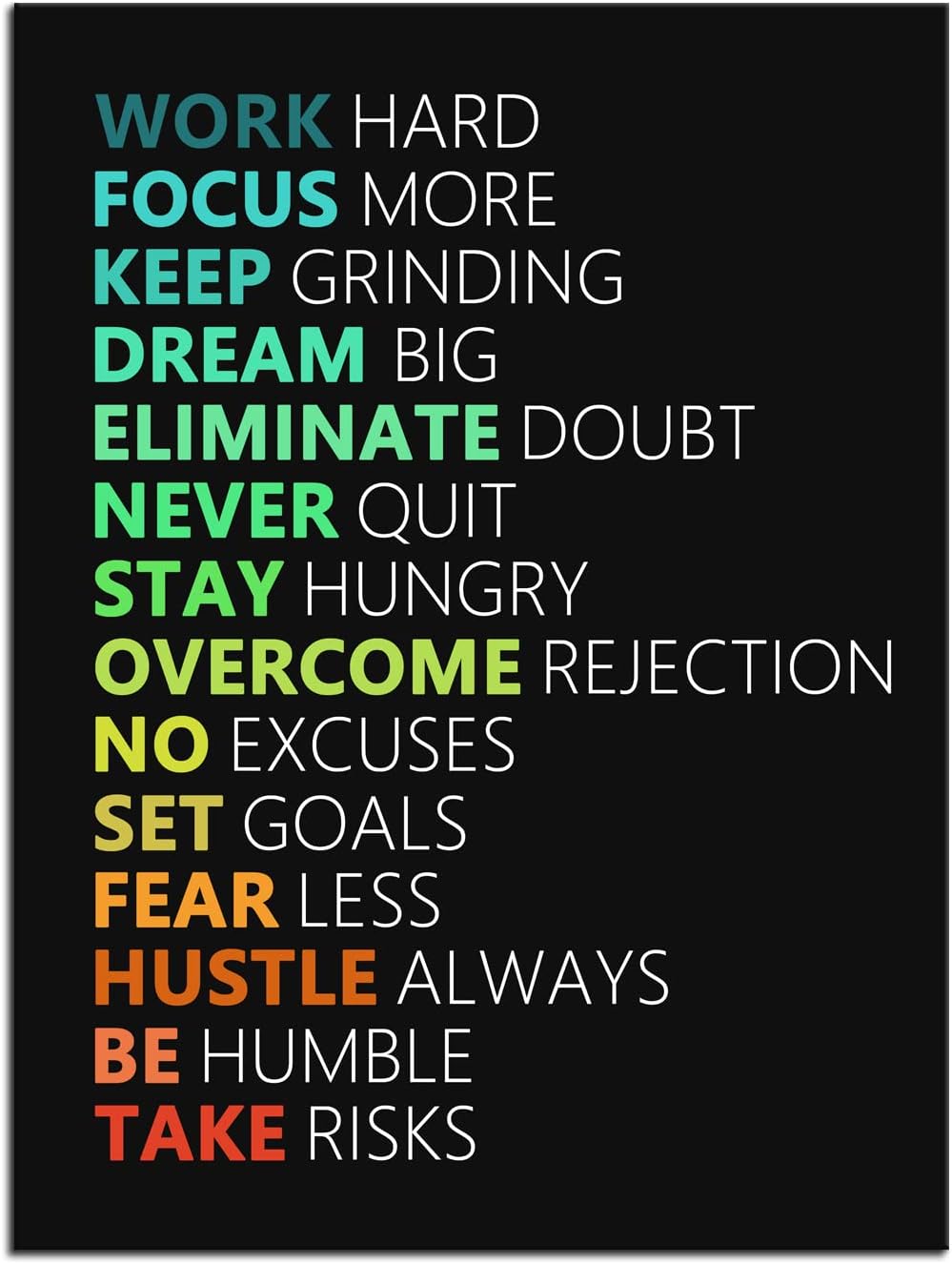 WYJZDZQ8 Motivational Poster Inspirational Canvas Wall Art Motivation Canvas Prints Artwork for Office Living Room Gym Modern Home Decor Painting Stretched and Framed Ready to Hang [18''Wx 24''H]