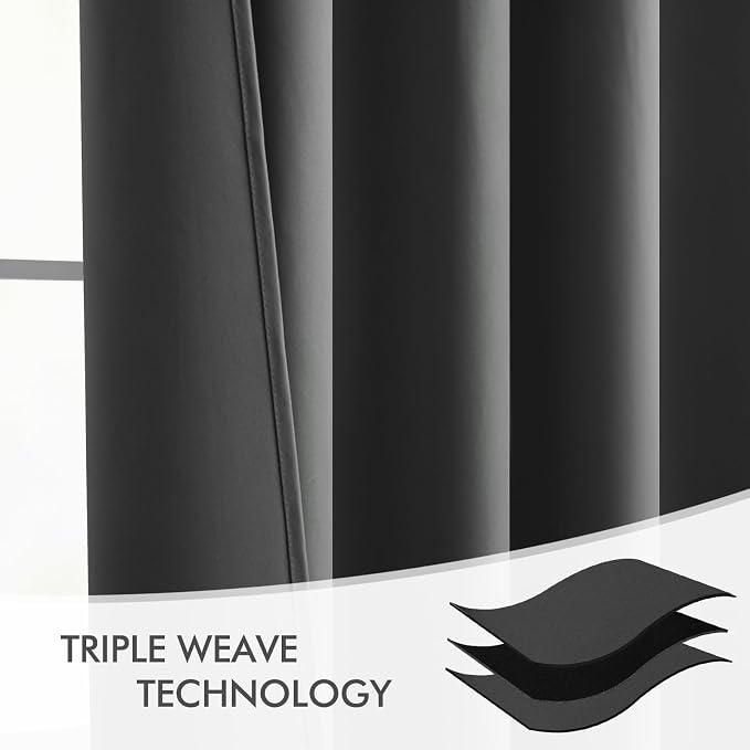 MIULEE Grey Back Tab Blackout Curtains 52x84 Inch Length 2 Panels Set | Rod - Image 7