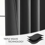 MIULEE Grey Back Tab Blackout Curtains 52x72 Inches Long 2 Panels Set | Rod - Image 7