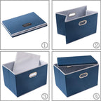 PRANDOM Large Collapsible Storage Bin with Lid [1-Pack] Fabric Foldable Storage Box Organizer Container Basket Cube with Cover for Home Bedroom Closet Office Nursery Royal Blue(17.7x11.8x11.8)