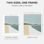 Homeforia 20x24 White Picture Frame, High End Oak 20x24 White Wood Frame with Mat 16x20 Photo, 20 x 24 Wooden Poster Frames Matted to 16 by 20, 24x20 Hanging Frames, Tempered Glass, Wall Kit, Set of 1