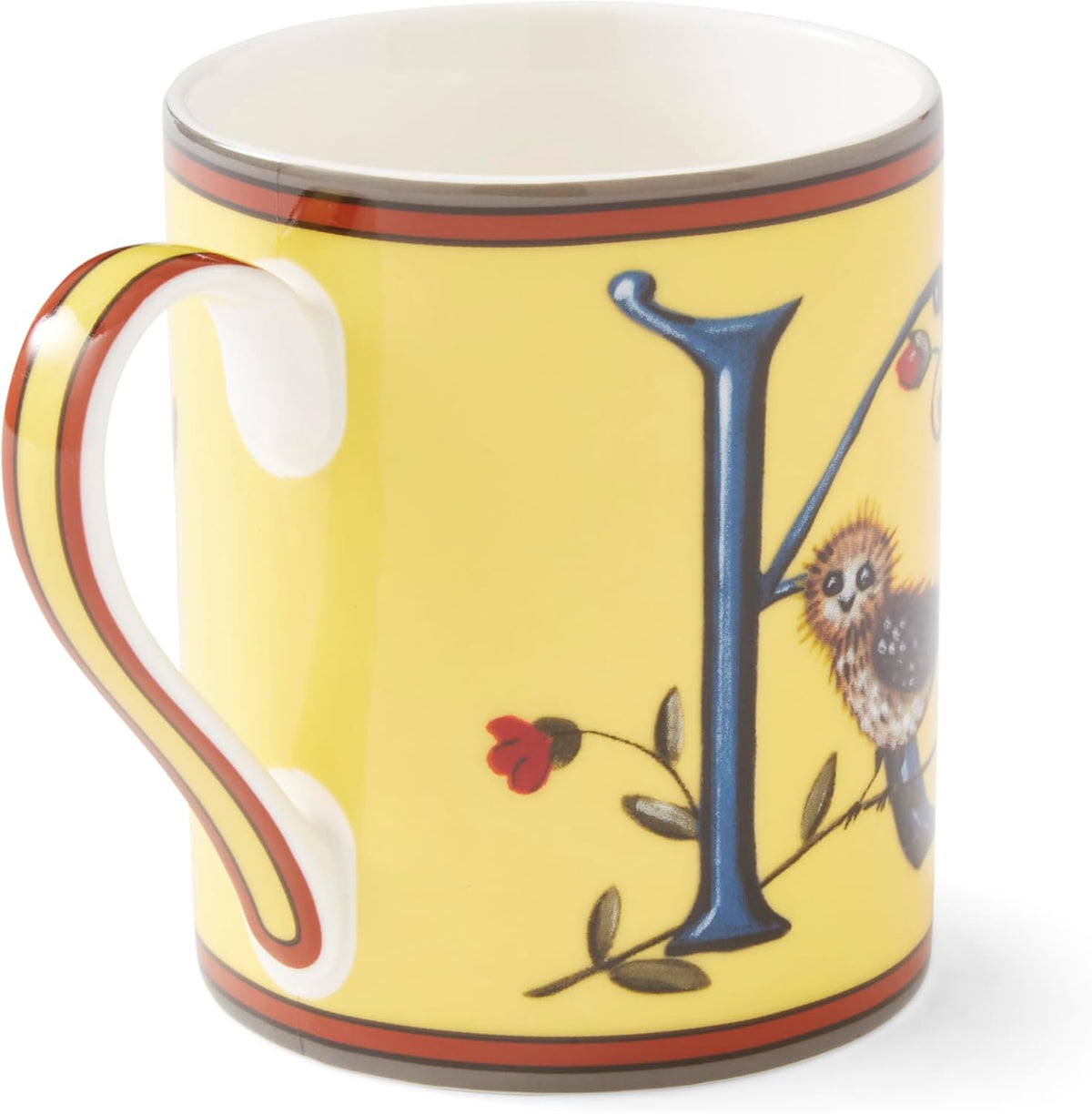 Spode Kit Kemp 12oz Mug in Fine China, K Initial - Custom Coffee Cup for Hot Beverages, Personalized Gift Idea for Her, Him, Friends, Coffee Lovers - Stylish Letter Mug for Daily Use, Dishwasher Safe
