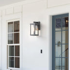mirrea 11" Classic Outdoor Wall Sconce 1 Light in Matte Gray Rectangular Metal Frame and Clear Glass Shade Waterproof Porch Light Patio Light Pack of 2
