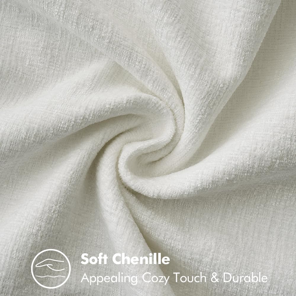 MIULEE Pack of 2 Christmas Pillow Covers 24x24 Inch Pure White Farmhouse Decorative Throw Pillow Covers with Stitched Edge Soft Chenille Solid Dyed Couch Pillow Covers for Sofa Bed Living Room