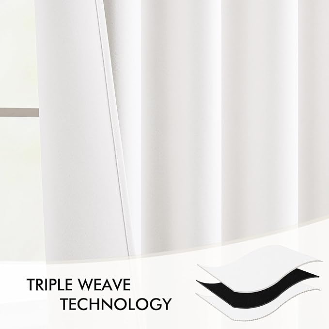 MIULEE Pure White Back Tab Blackout Curtains 52x63 Inches Long 2 Panels Set | - Image 7