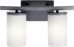 KICHLER 45496BK Crosby Vanity, 2-Light 200 Total Watts, Black
