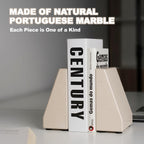 Book End, Natural Marble Bookend for Shelves, Non-Skid Bookends for Heavy Books, Heavy Duty Book Stopper for CDs and Oversized Books, Luxury Book Shelf Holder, Moleanos Beige