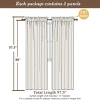 Chyhomenyc White Sheer Curtains 96 Inches Long 2 Panels, Light Filtering White - Image 2