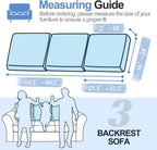 Large Backrest Cushion Covers Super Stretch Backrest Covers for 3 Cushion Couch Sofa, Couch Back Cushion Covers Featuring with Chenille Yarn (Softer Version, 3PC, Blue)
