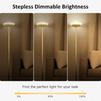 BoostArea Torchiere Floor Lamp, 24W Super Bright LED Standing Lamp, 3000K Stepless Dimmable Pole Lamp with Rotary Switch, 70 Inch Tall Metal Modern Floor Lamps for Living Room/Bedroom/Office/Den, Gold