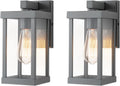 mirrea 11" Classic Outdoor Wall Sconce 1 Light in Matte Gray Rectangular Metal Frame and Clear Glass Shade Waterproof Porch Light Patio Light Pack of 2